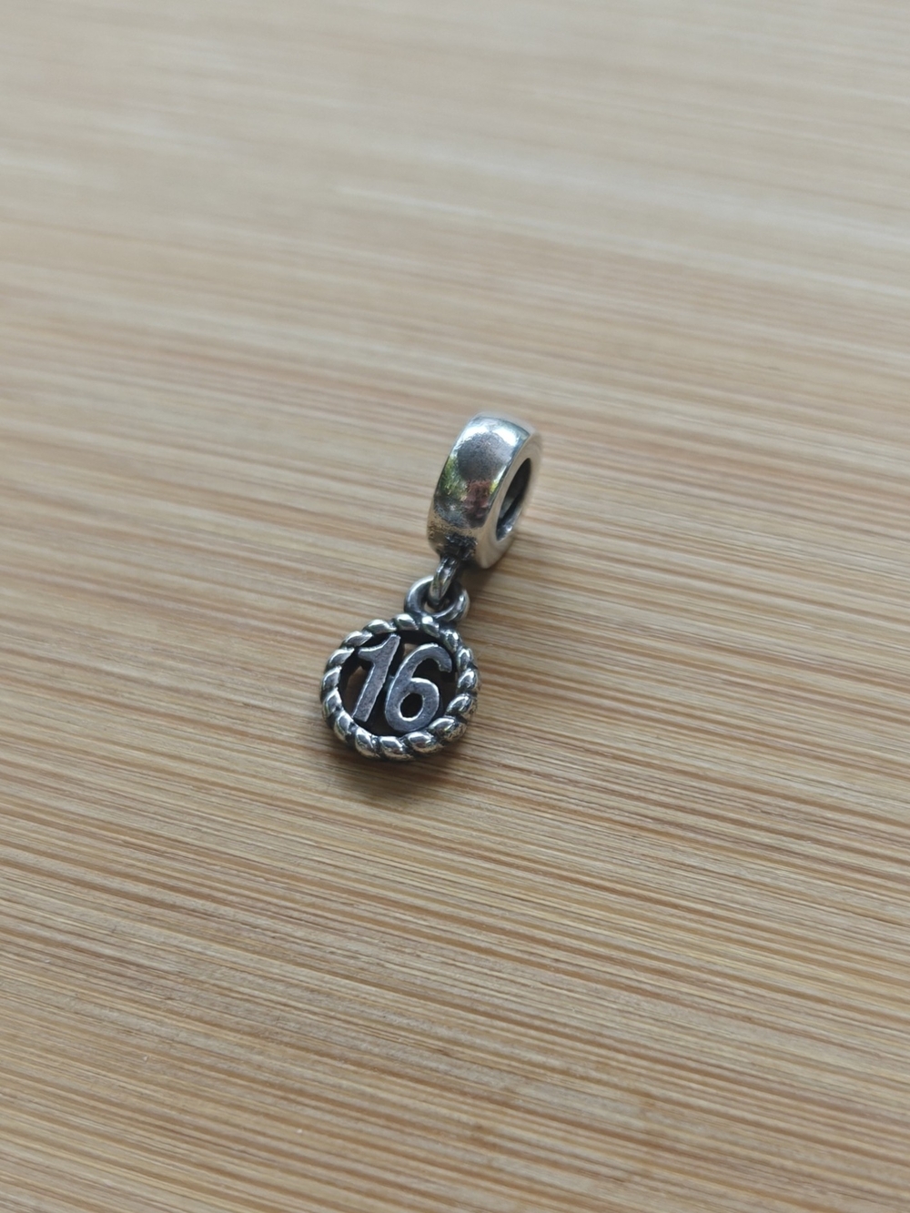 Pandora Silver '16' Rope-Edge Dangle Charm - Sweet 16